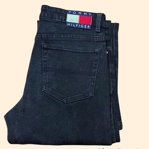 Tommy Hilfiger Vintage Logo Womens Straight Black Denim Jeans 11/32